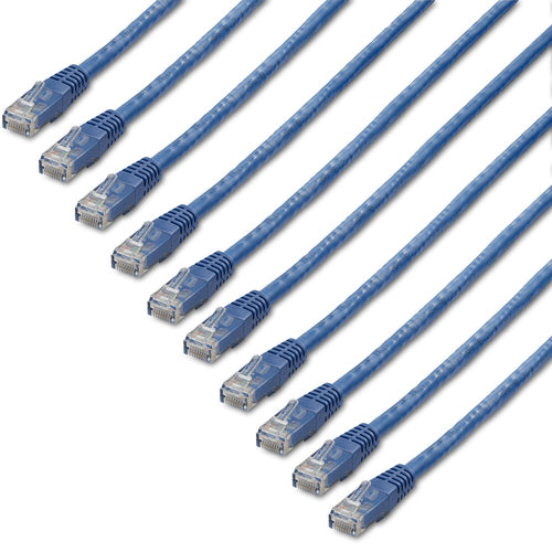 StarTech.com 1 ft. CAT6 Ethernet cable - 10 Pack - ETL Verified - Blue CAT6 Patch Cord - Molded RJ45 Connectors - 24 AWG Copper Wire – UTP Cable